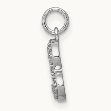 1/20ct. Diamond Curved Heart Charm, 14K White Gold