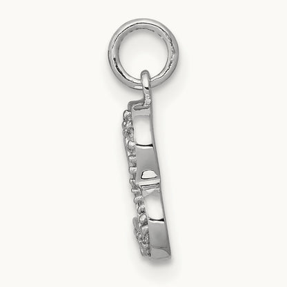 1/20ct. Diamond Curved Heart Charm, 14K White Gold