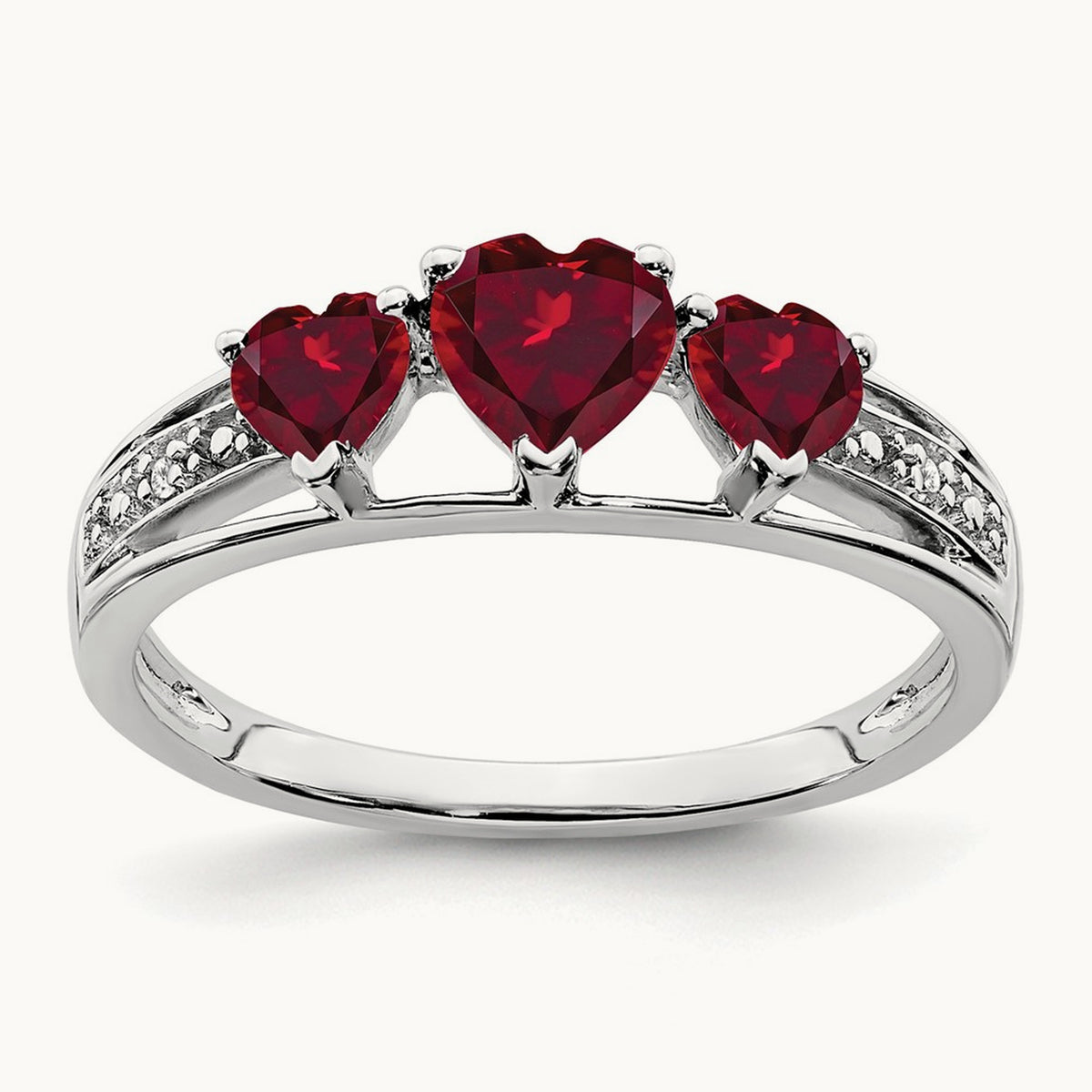 Cr. Ruby and Diamond Heart Ring, 14K White Gold