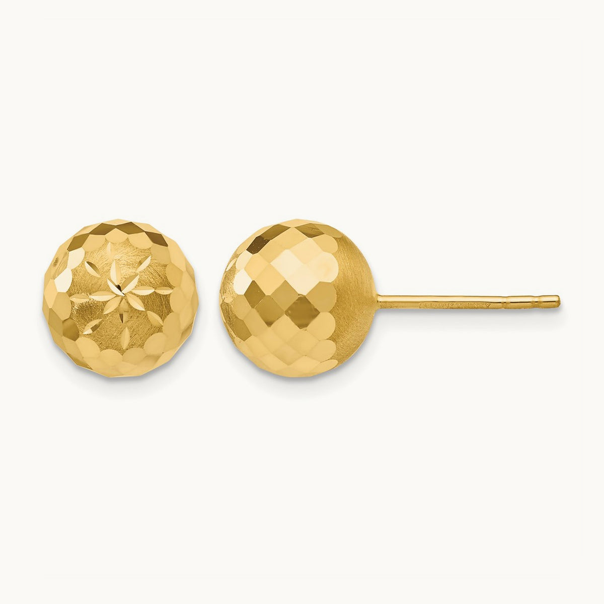 Diamond-cut Mirror Ball Post Earrings — 9mm