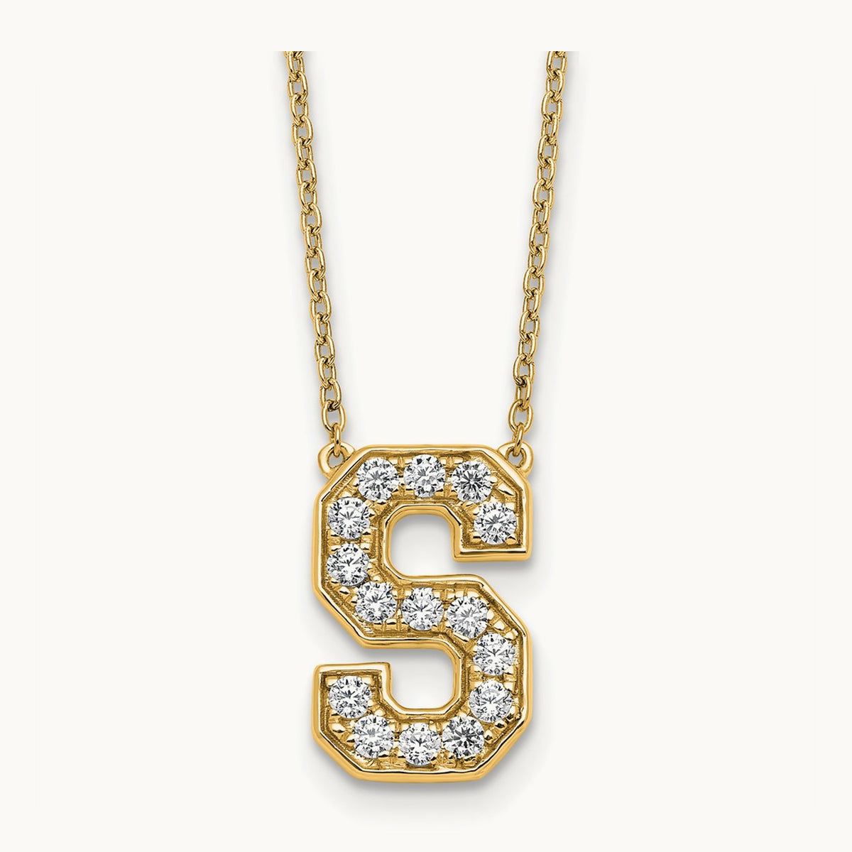 Initial Necklace — 14K Yellow Gold, S, 3/8 ct