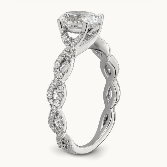 Oval Semi-Mount Engagement Ring, 0.50 ct tw Lab-Grown Diamond