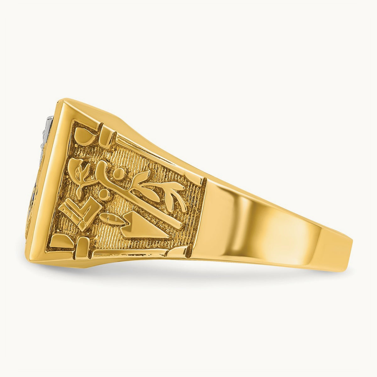 14ktt IBGoodman Men's Lab Cr. Ruby & Dia Blue Lodge Masonic Ring