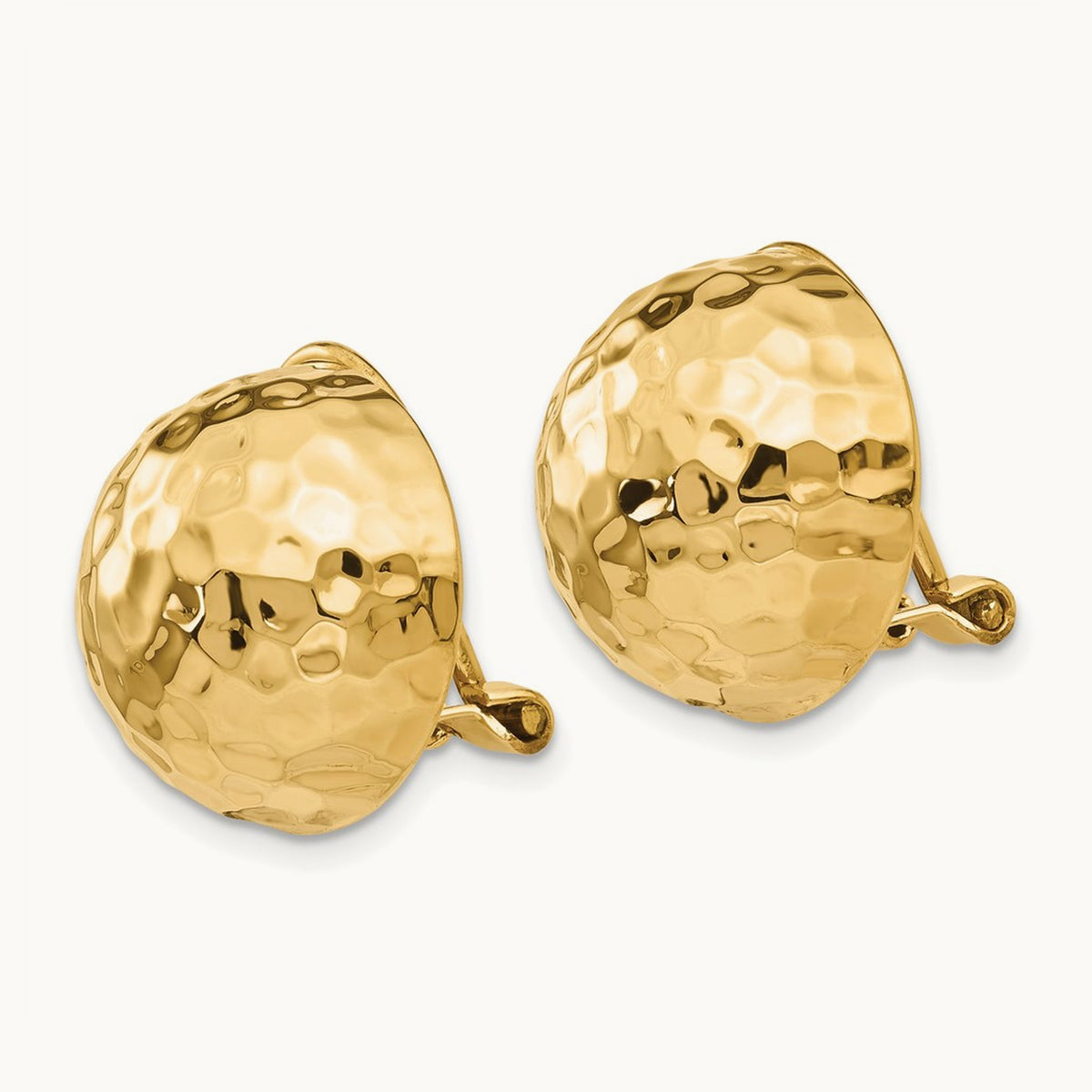 Omega Clip Hammered Non-pierced Earrings — 16mm