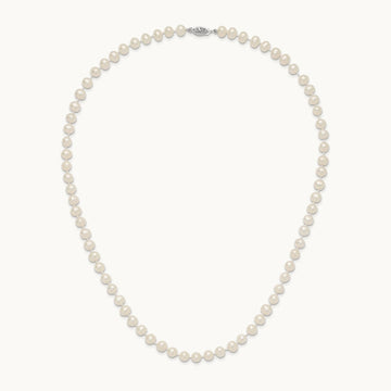 WG 6- White Freshwater Cultured Pearl 20in Necklace, 7mm, 14K