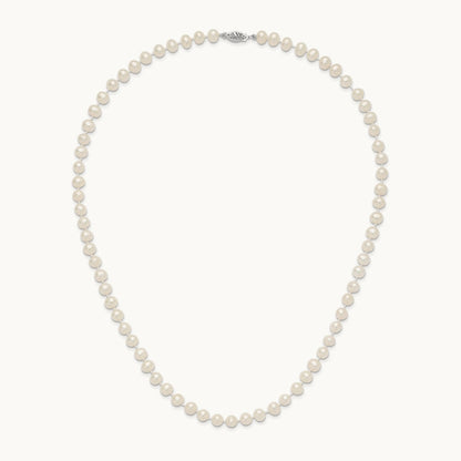 WG 6- White Freshwater Cultured Pearl 20in Necklace, 7mm, 14K