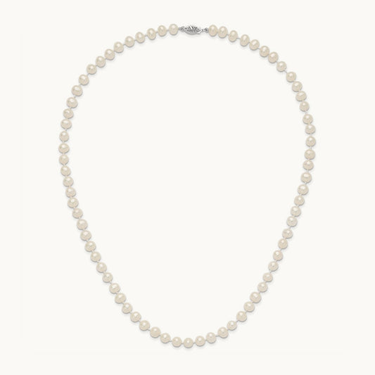 WG 6- White Freshwater Cultured Pearl 20in Necklace, 7mm, 14K