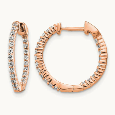 Polished Diamond In/Out Hinged Hoop Earrings — 14K Rose Gold, 18mm