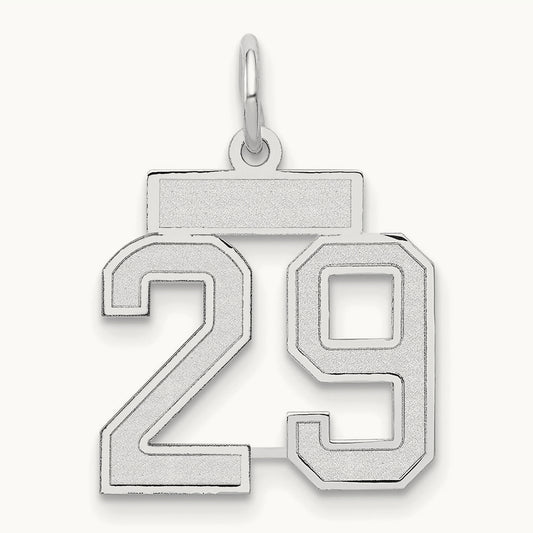 Small Satin Number 29 Charm — 14K White Gold