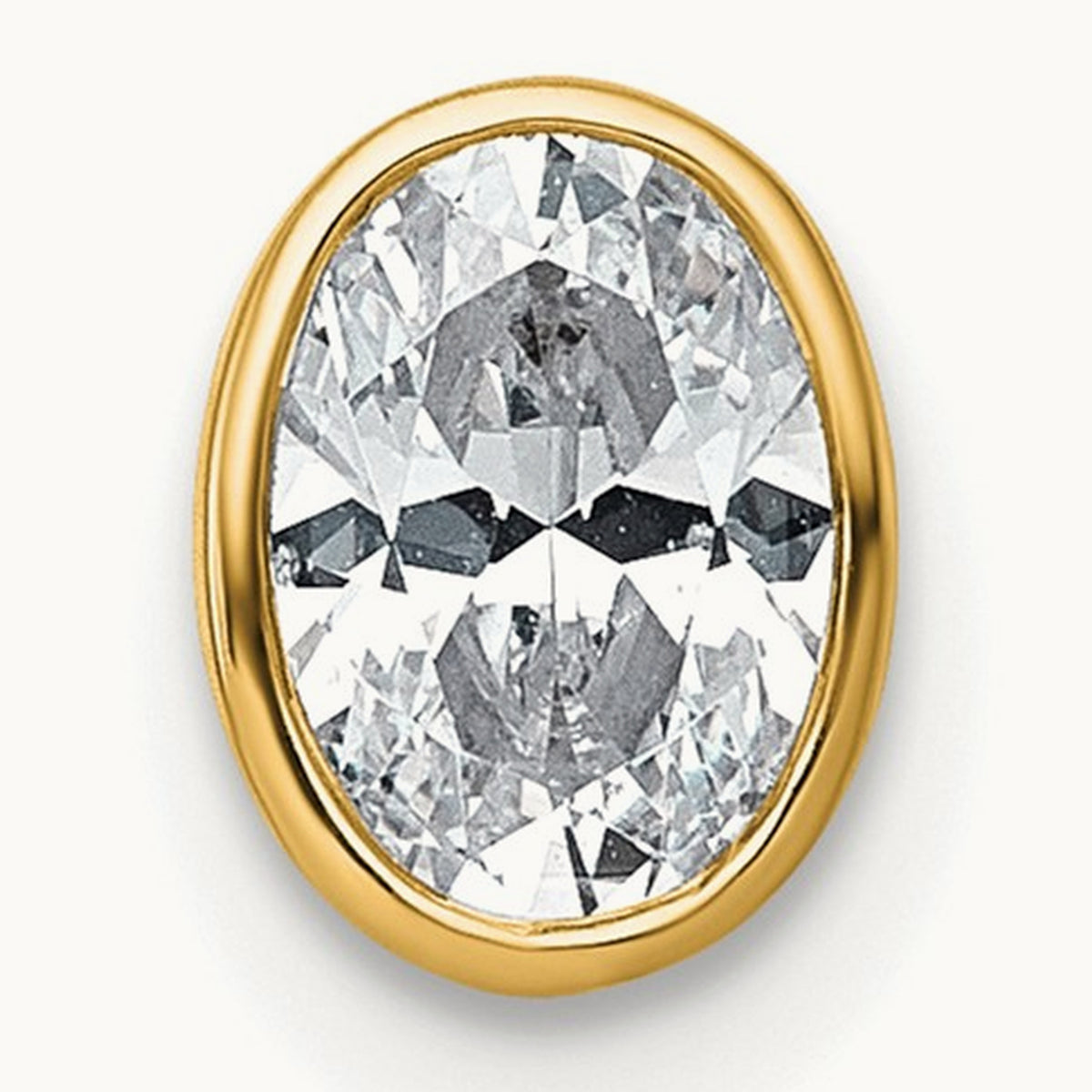 Oval Bezel Set Chain Slide Pendant, 0.25-3.00 ct tw Lab-Grown Diamond — 5/8 ct, VS (Best), 14K Yellow Gold