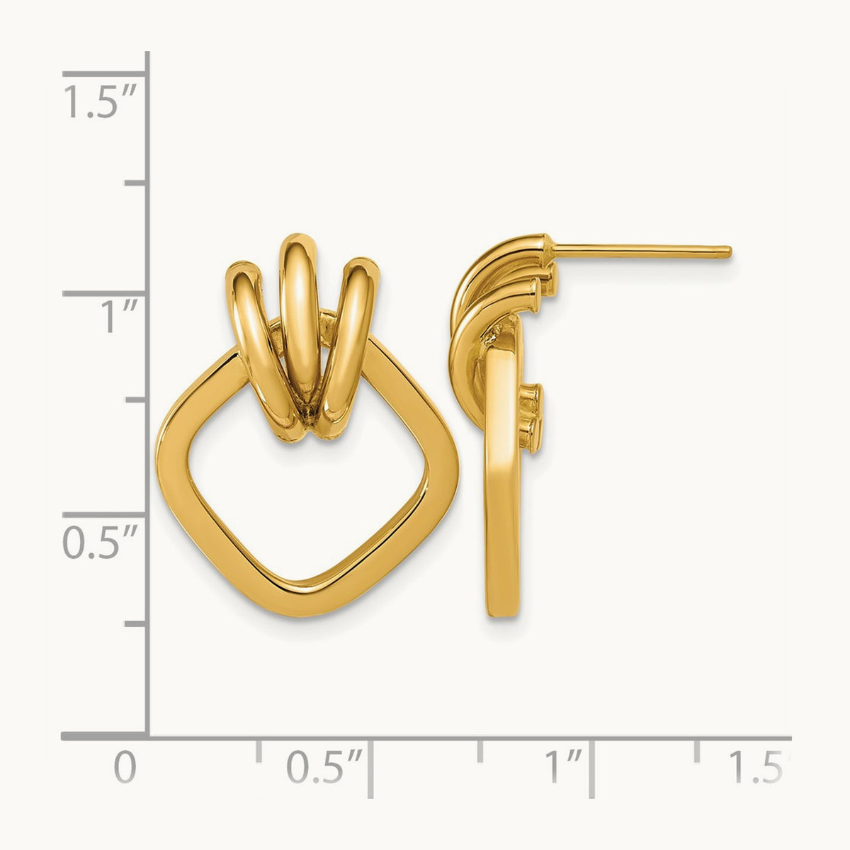 Polished Dangle Post Earrings, 14K — Leslie's