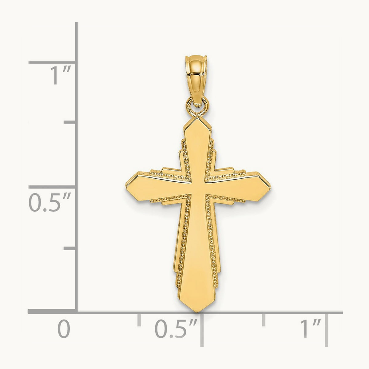 Solid Beaded Cross Charm, 14K