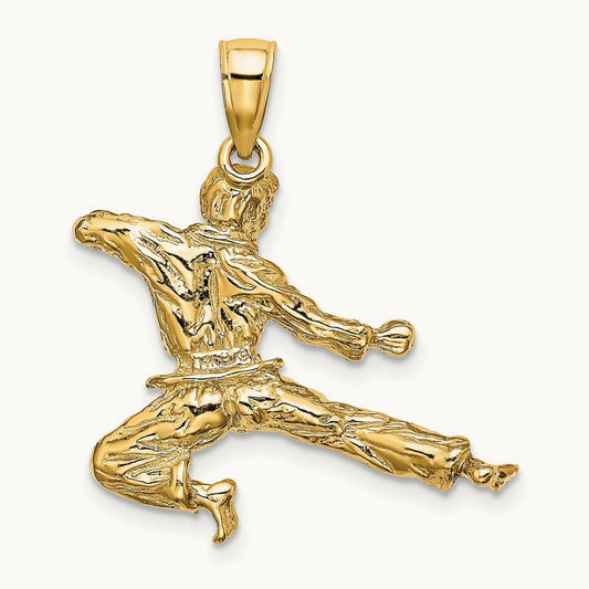 3-D Male Karate Pendant, 14K