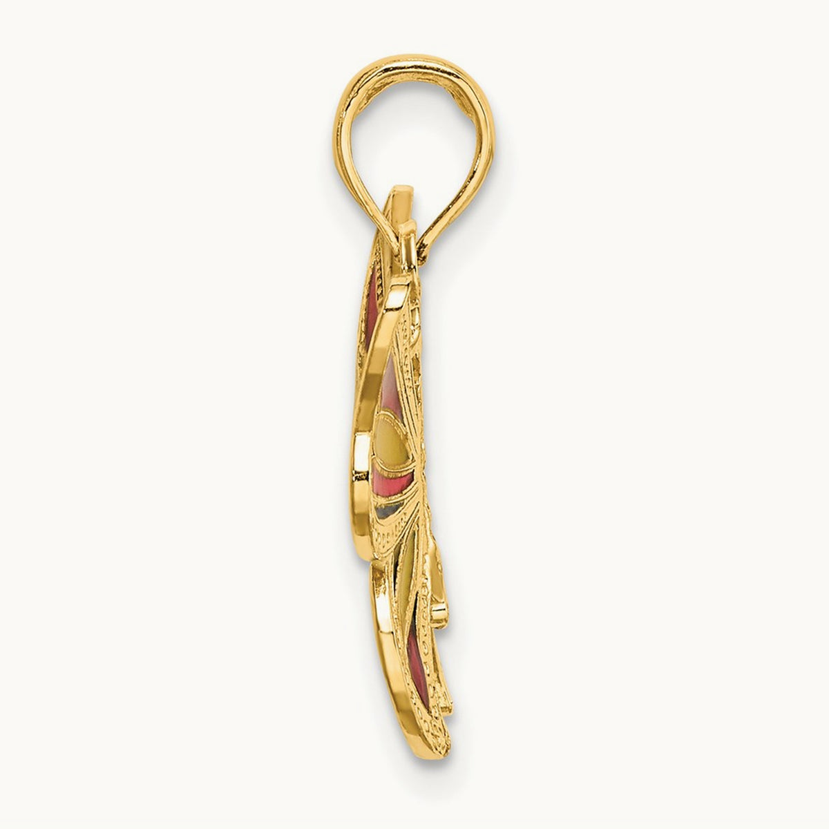 w/Multi-Color Enameled Beaded Wings Butterfly Charm, 14K