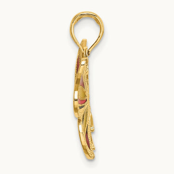 w/Multi-Color Enameled Beaded Wings Butterfly Charm, 14K