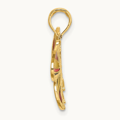w/Multi-Color Enameled Beaded Wings Butterfly Charm, 14K