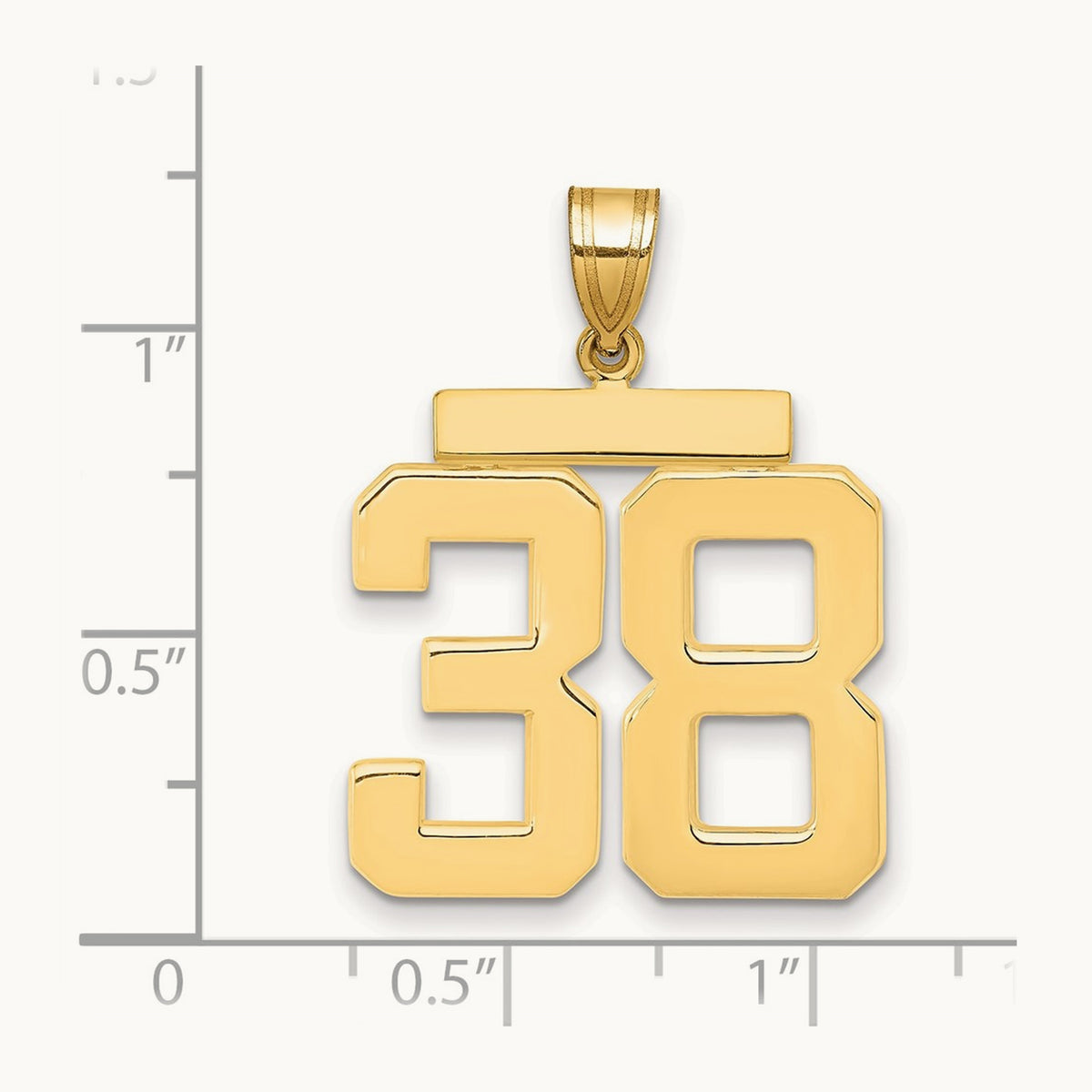 Large Polished Number 38 Charm, 14K
