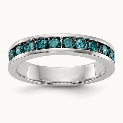 Blue Diamond Band, 14K White Gold