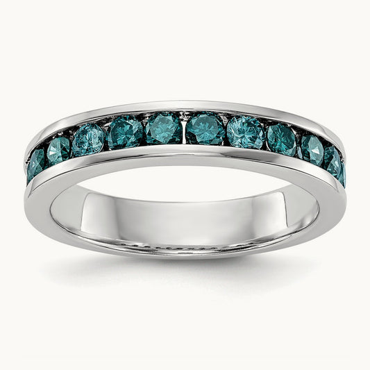 Blue Diamond Band, 14K White Gold