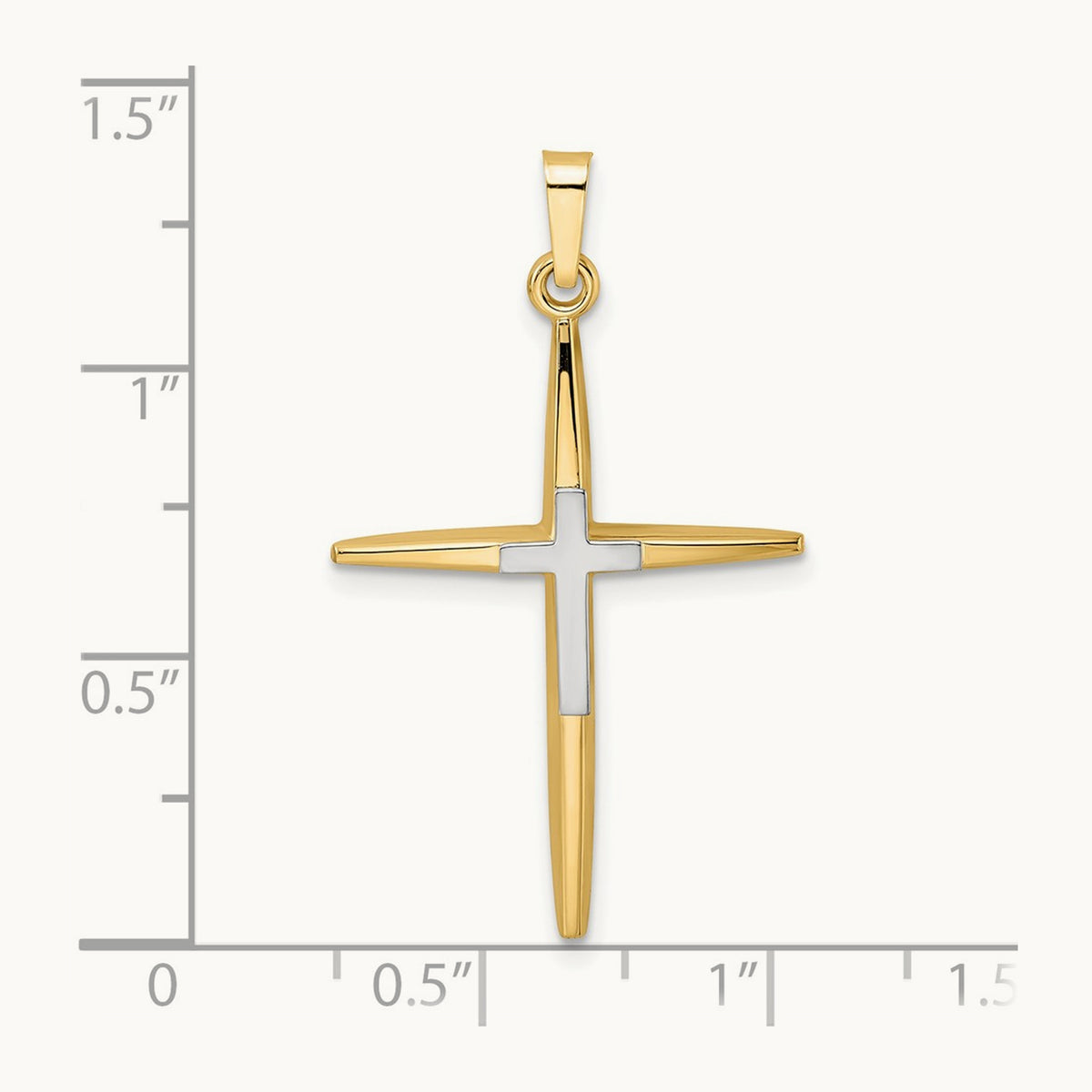 Polished Solid Double Cross Pendant — 34mm