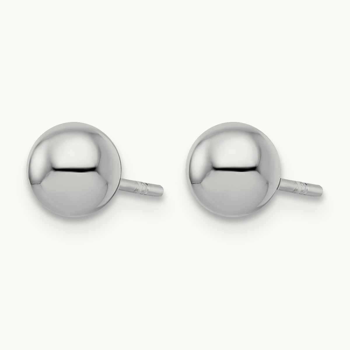 Rhodium-plated Polished Ball Post Earrings — 6mm