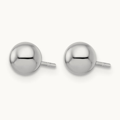 Rhodium-plated Polished Ball Post Earrings — 6mm