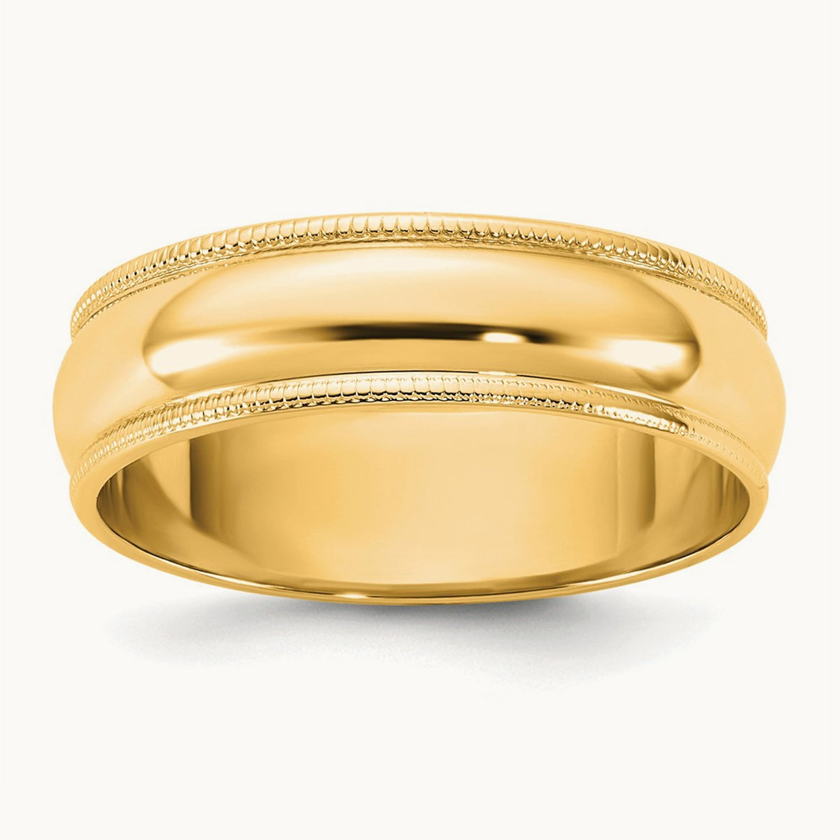 Lightweight Milgrain Half Round Band — 14K Yellow Gold, 5.5mm