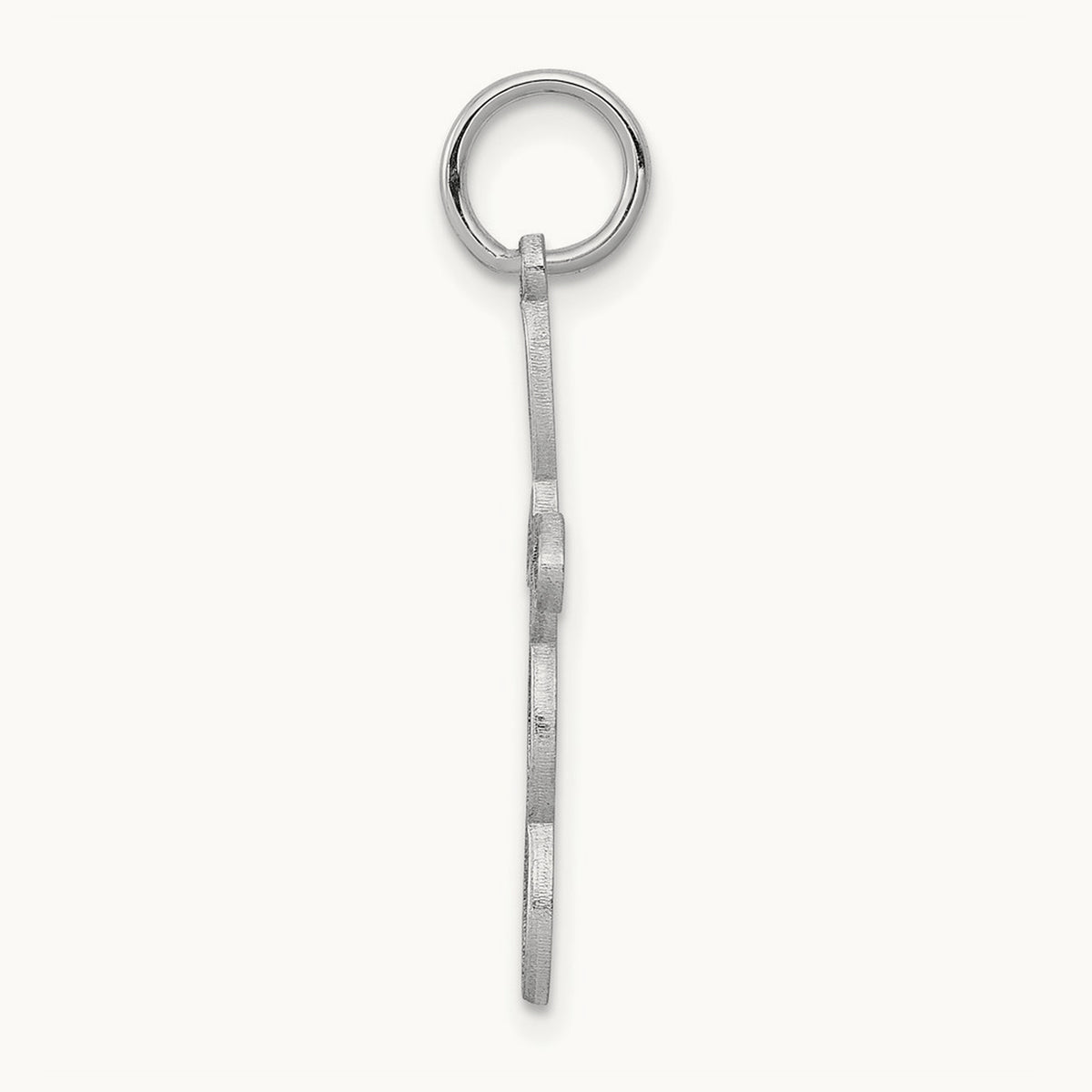 Loop with Center Heart Cross Charm — 14K White Gold