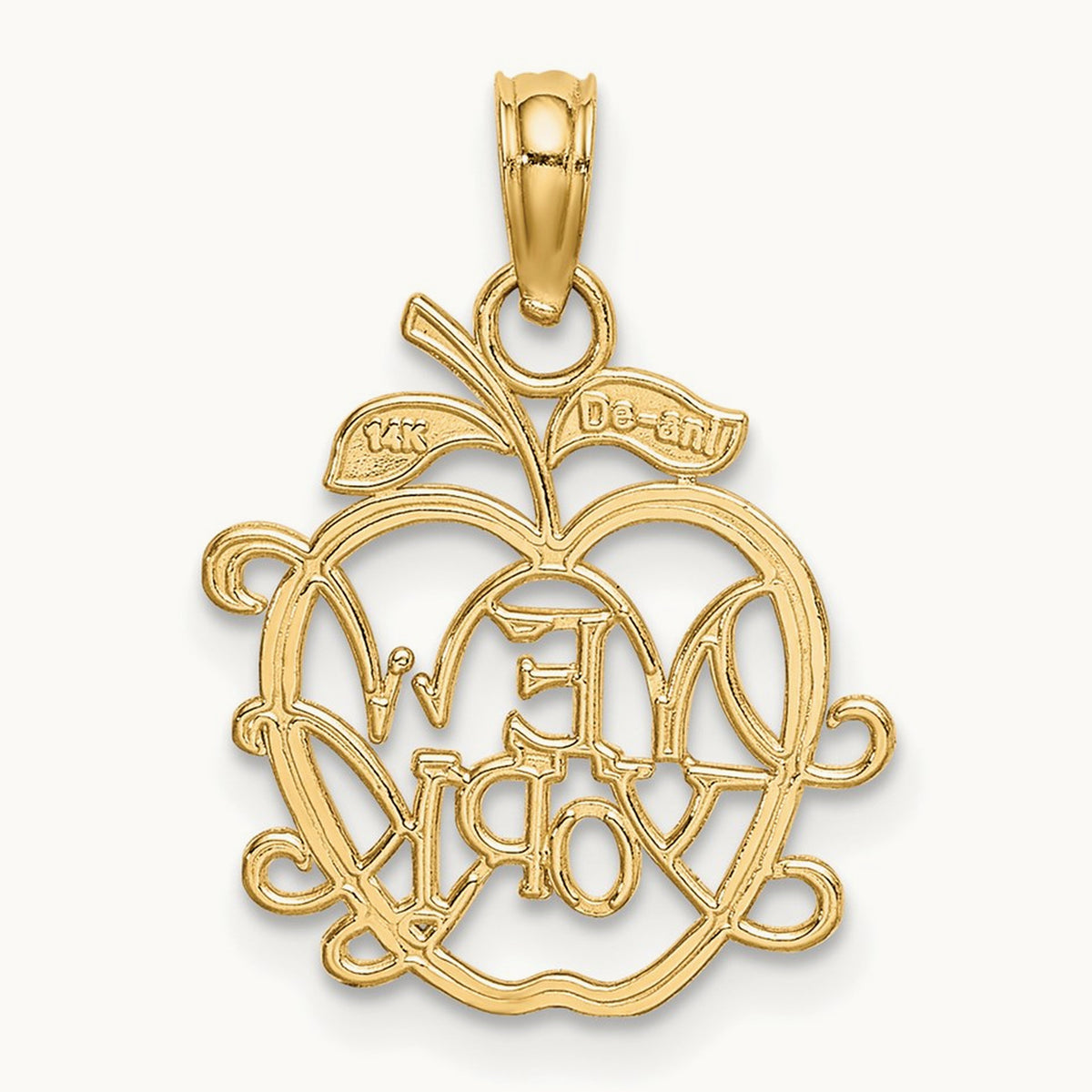 NEW YORK in Apple Cut-out Charm, 14K