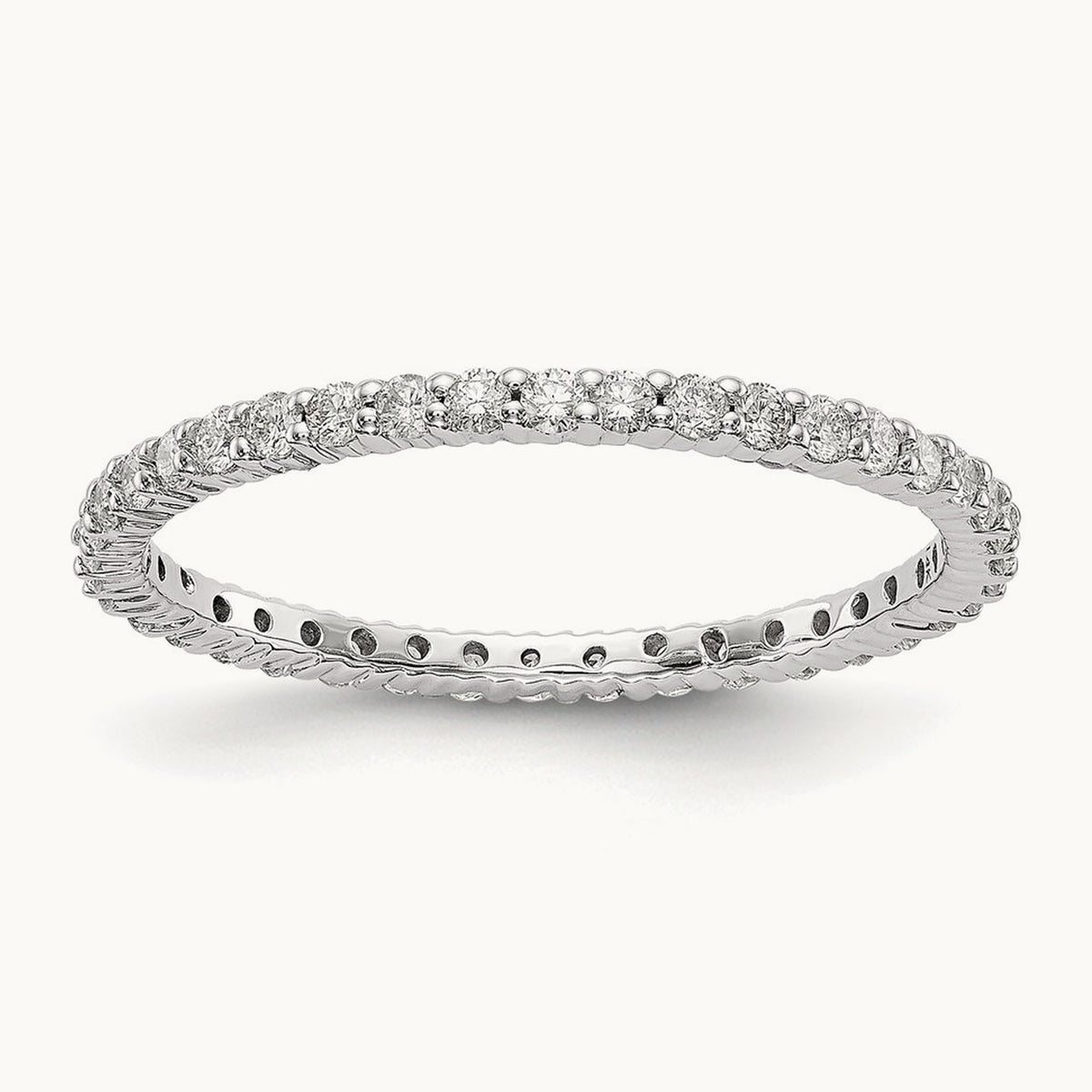 Polished Shared Prong Diamond Eternity Band — 14K White Gold, 0.5 ct (4)
