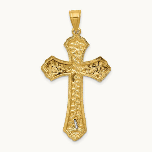 Diamond-cut Passion Crucifix Pendant, 14K Two-tone