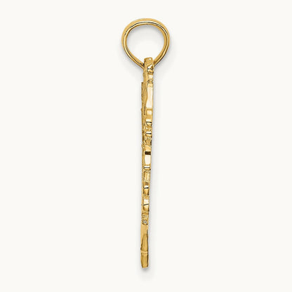 Cut-Out Floral Heart Charm, 14K