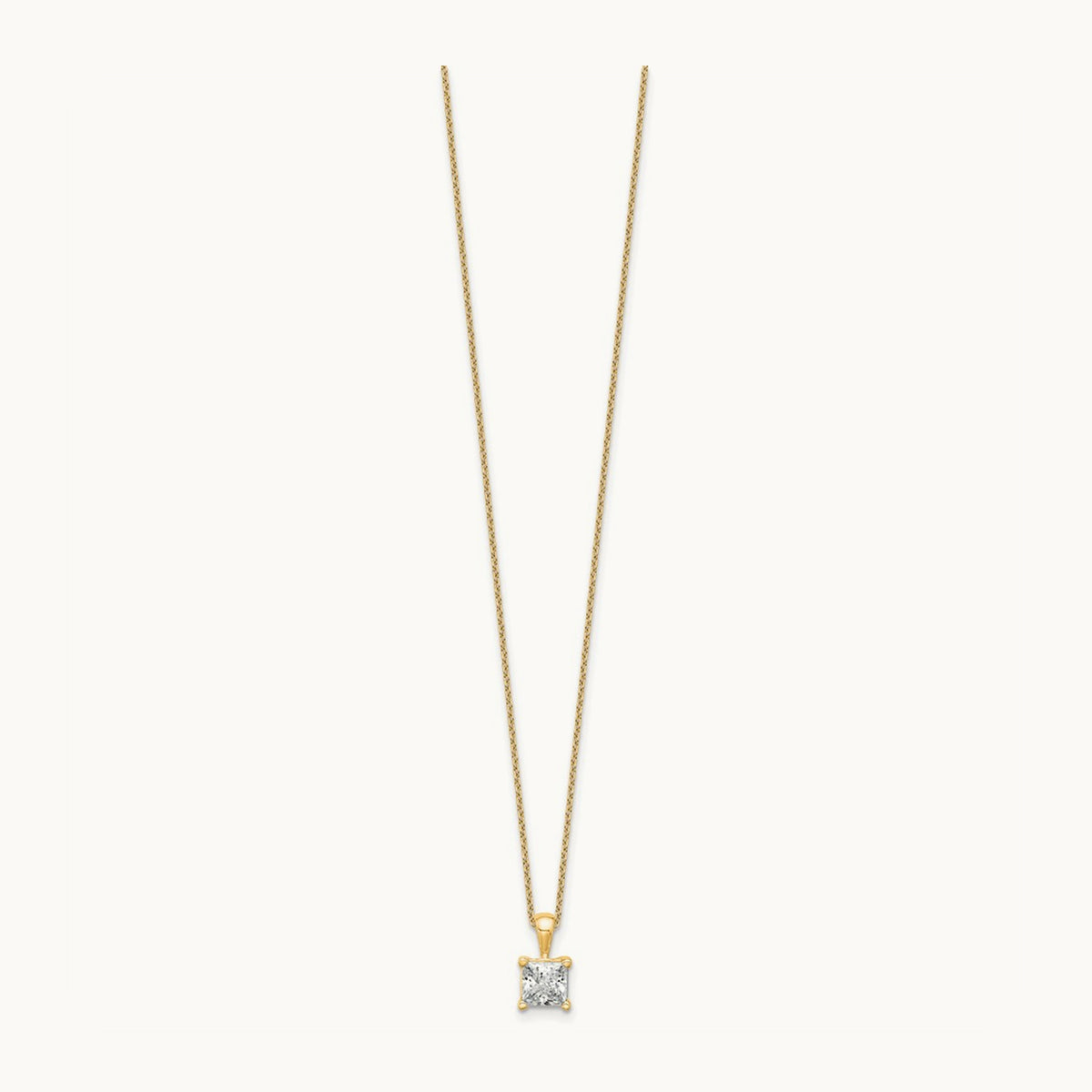 Princess Pendant Necklace, 0.50-2.00 ct tw Lab-Grown Diamond — 1 1/2 ct, 14K Yellow Gold