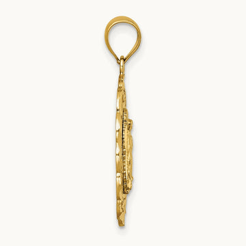Polished D/C Spanish Version Lady of Guadalupe Pendant, 14K
