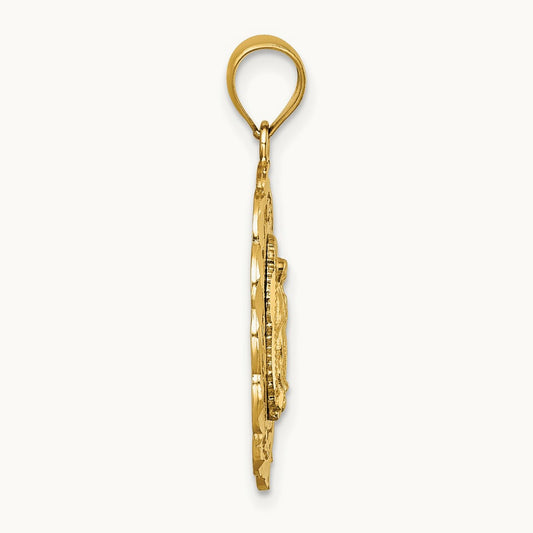 Polished D/C Spanish Version Lady of Guadalupe Pendant, 14K