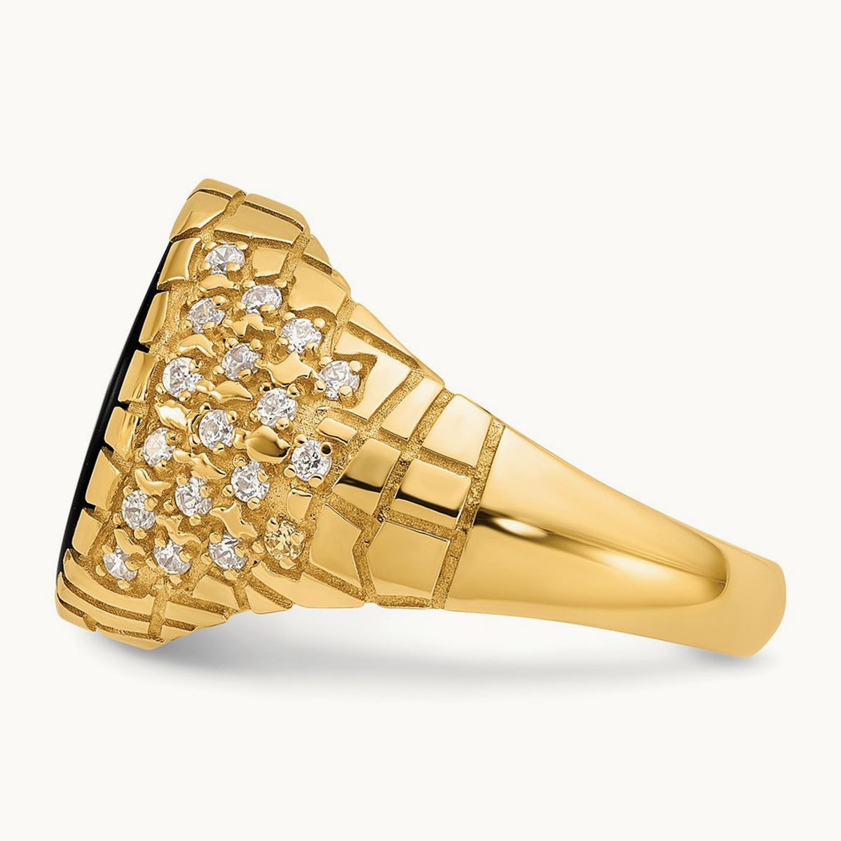 IBGoodman Men's Onyx and Diamond Nugget Complete Ring, 14K