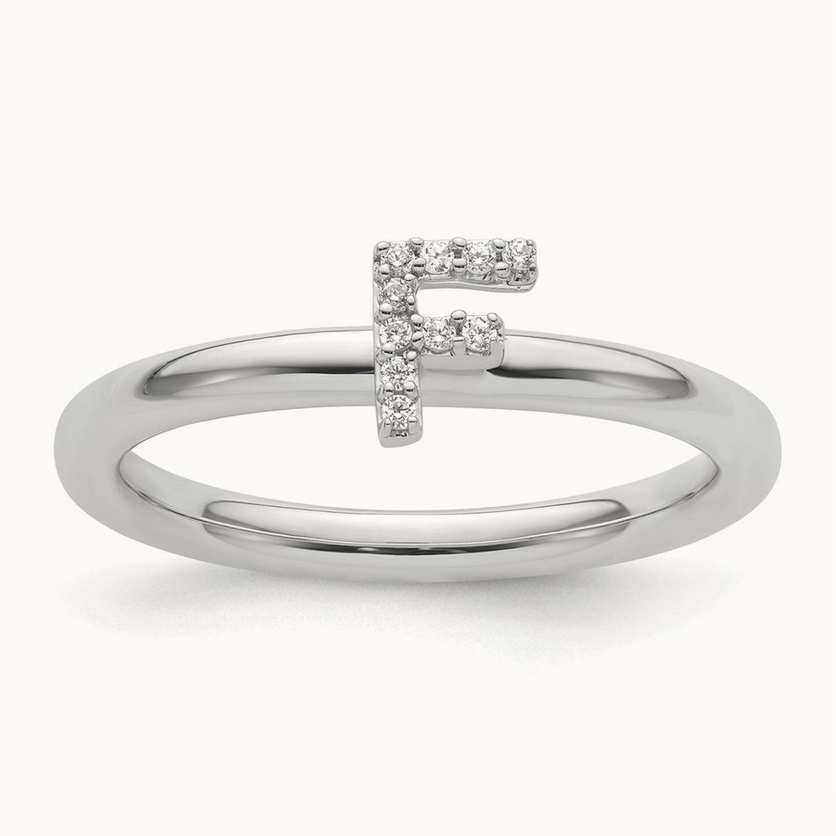Stackable Diamond Ring — 14K White Gold, F