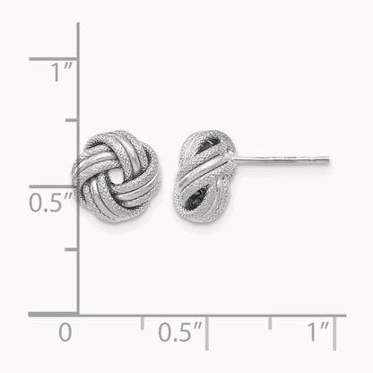 Plating Knot Polished D/C Post Earrings, 14K with White Rhodium — Leslie's