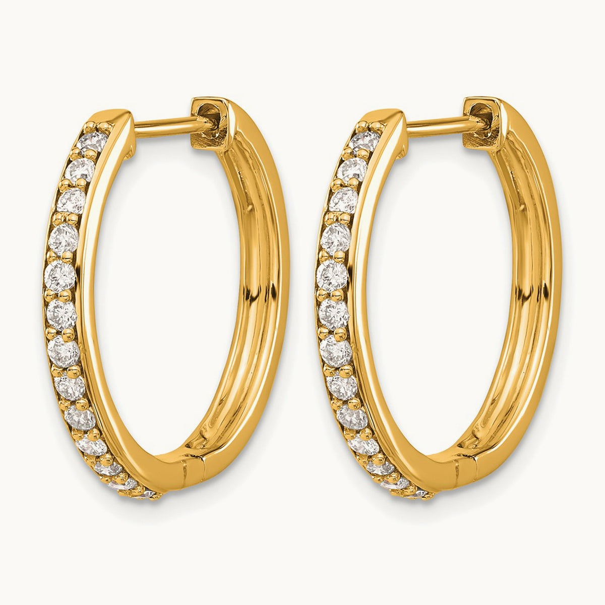 Diamond Hinged Hoop Earrings — 14K Yellow Gold, 0.52 ct