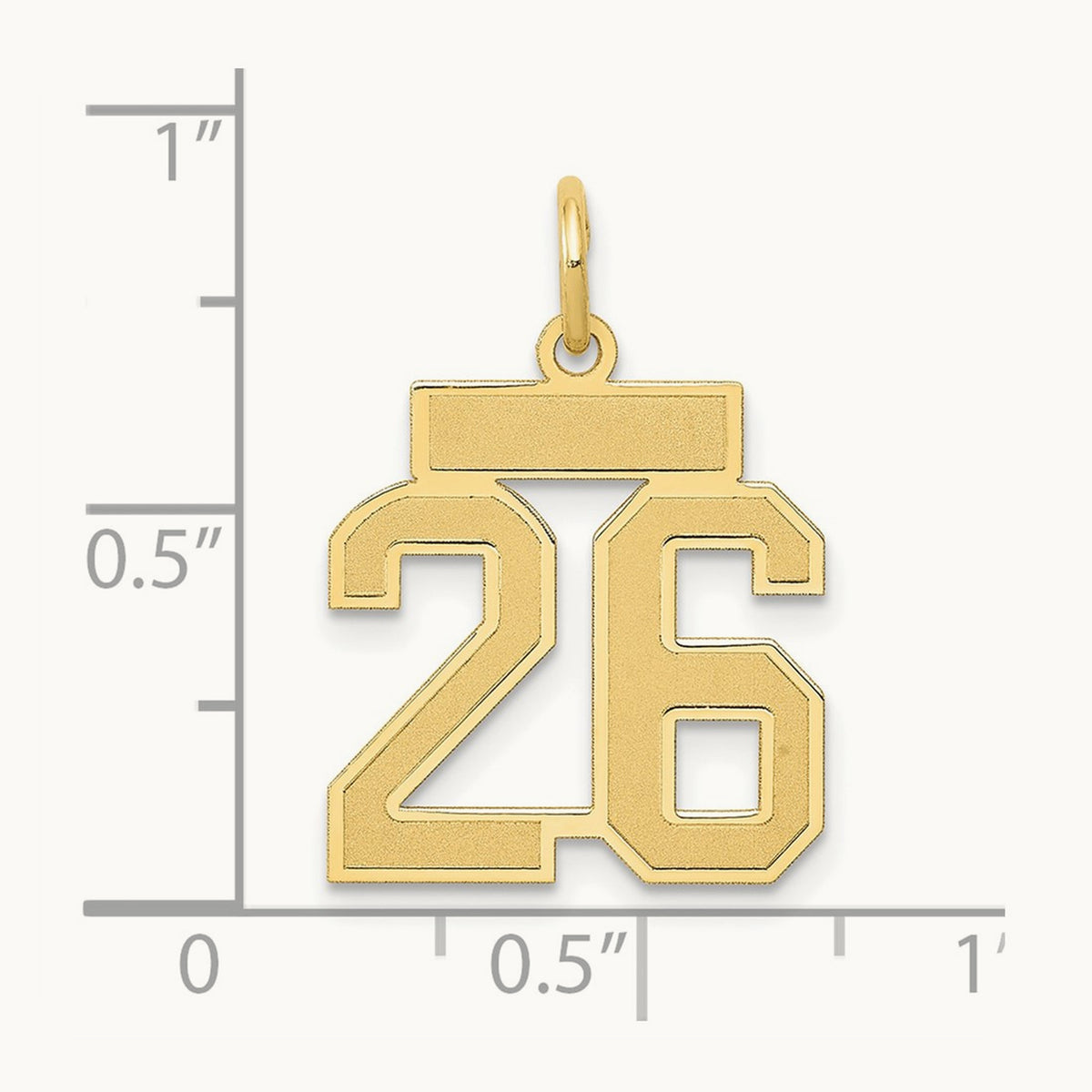 Small Satin Number 26 Charm — 14K Yellow Gold