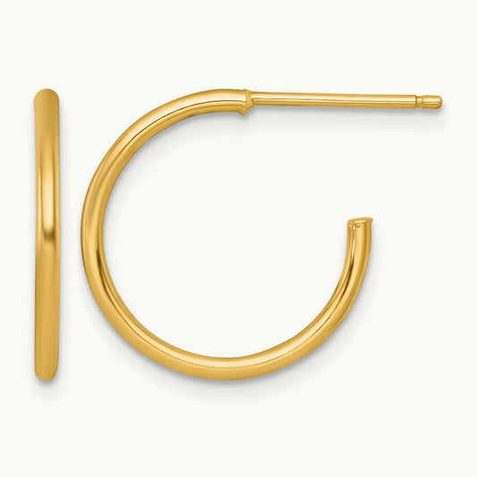 1.5 x Polished Post Hoop Earrings, 18mm, 14K