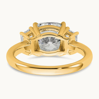 Cushion & 1/2 Moon Engagement Ring, 1.25-3.75 ct tw Lab-Grown Diamond — 3 3/4 ct, 14K Yellow Gold