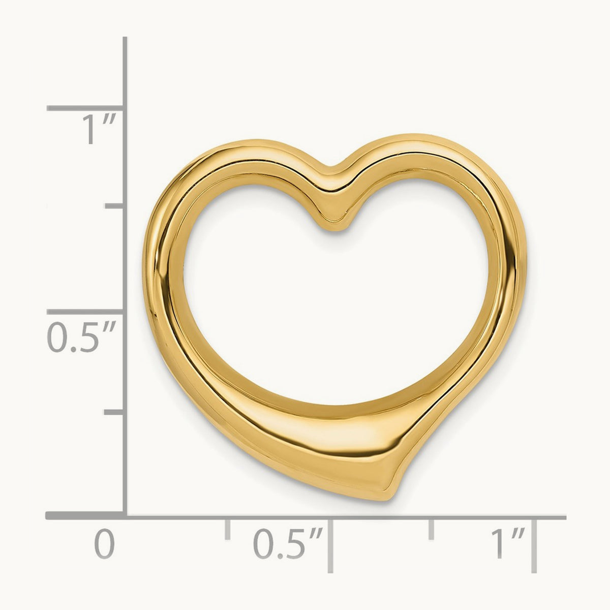 Polished Heart Chain Slide — 14K Yellow Gold, 24mm