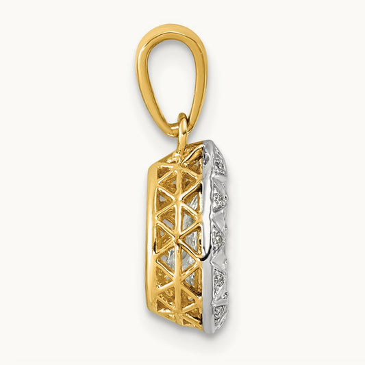 With Rhodium Pear Center Pendant, 1.00 ct tw Lab-Grown Diamond