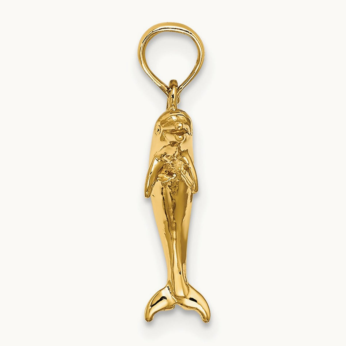 3-D Polished Mini Dolphin Jumping Charm, 14K