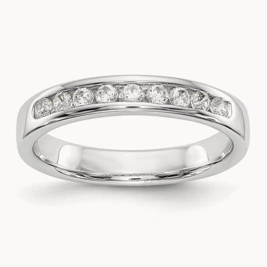 9- Stone Closed Channel Band Mounting, 1.9mm, 10K White Gold