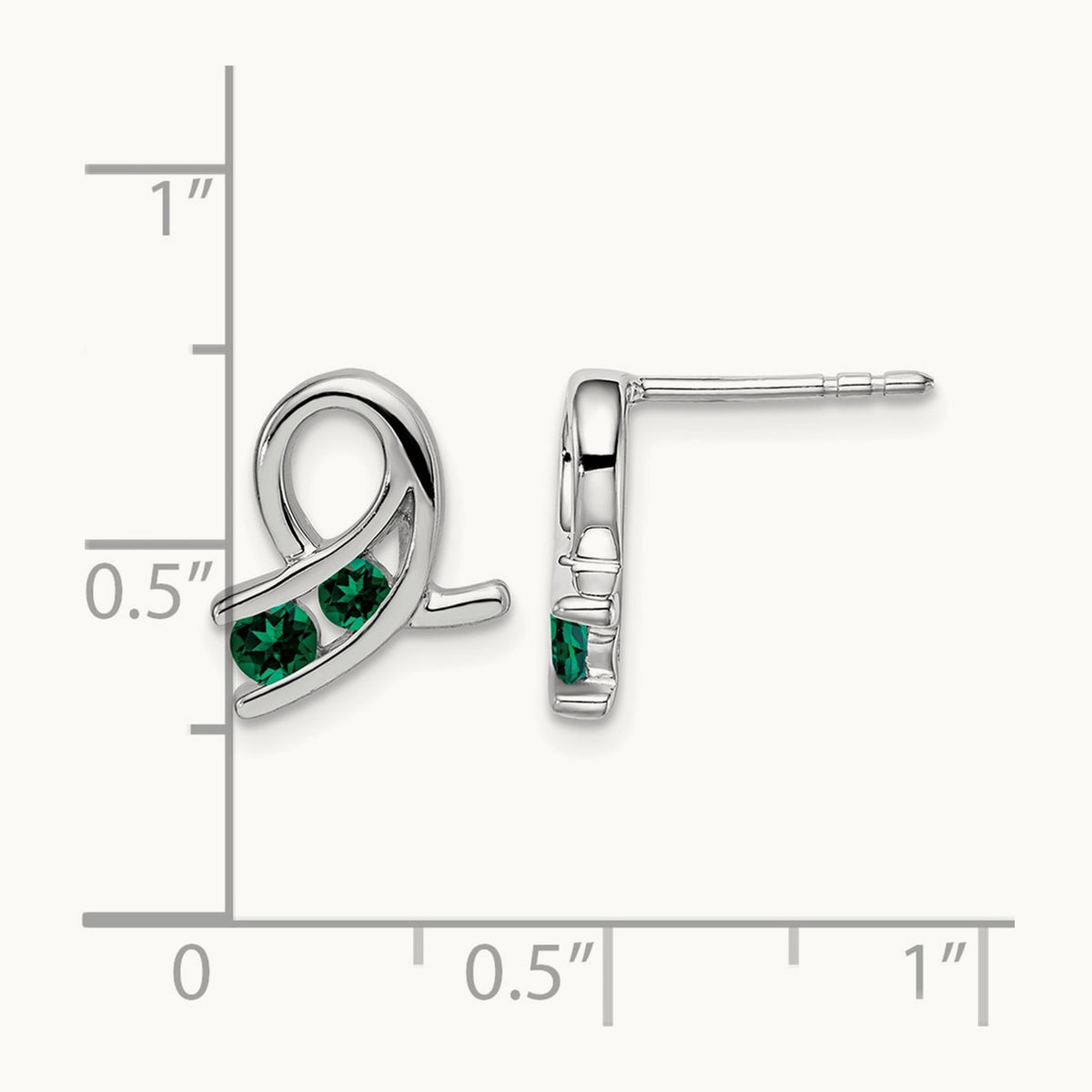 Created Emerald Earrings, 14K White Gold