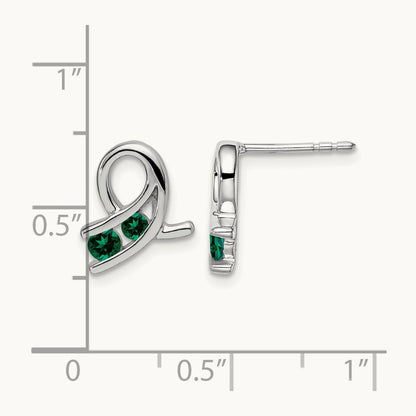 Created Emerald Earrings, 14K White Gold