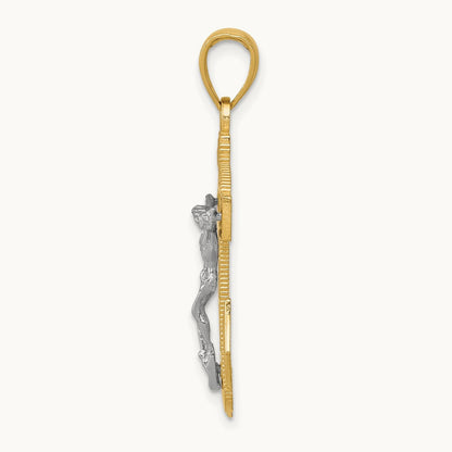Mariner's Crucifix Pendant — 14K Two-Tone Gold, 33mm