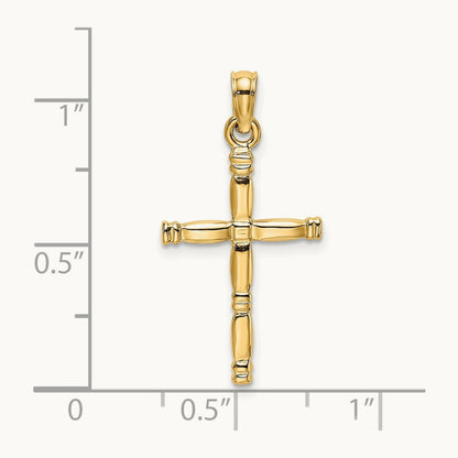 3-D Polished Cross Charm — 14K Yellow Gold